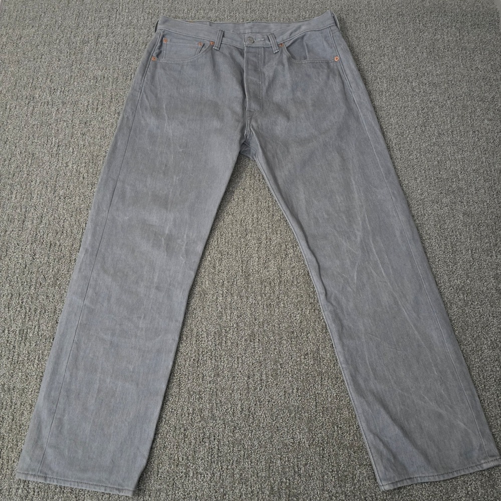 Levis 501 Mens 34x30 Gray Wash Straight Jeans Button Fly Y2K Grunge